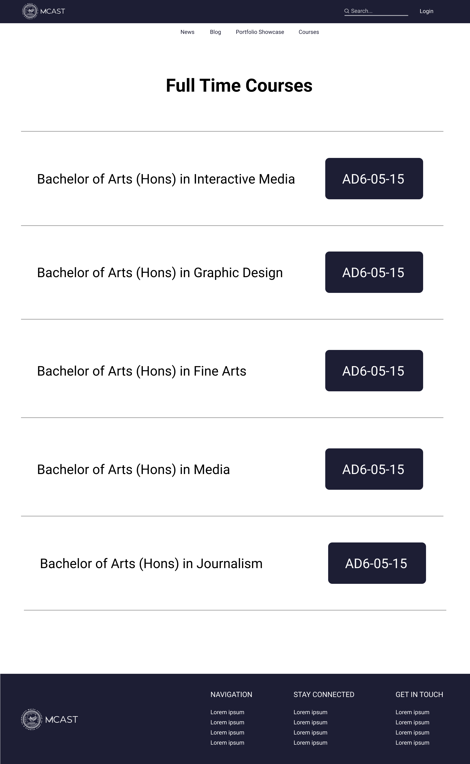 MCAST ICA Courses Page